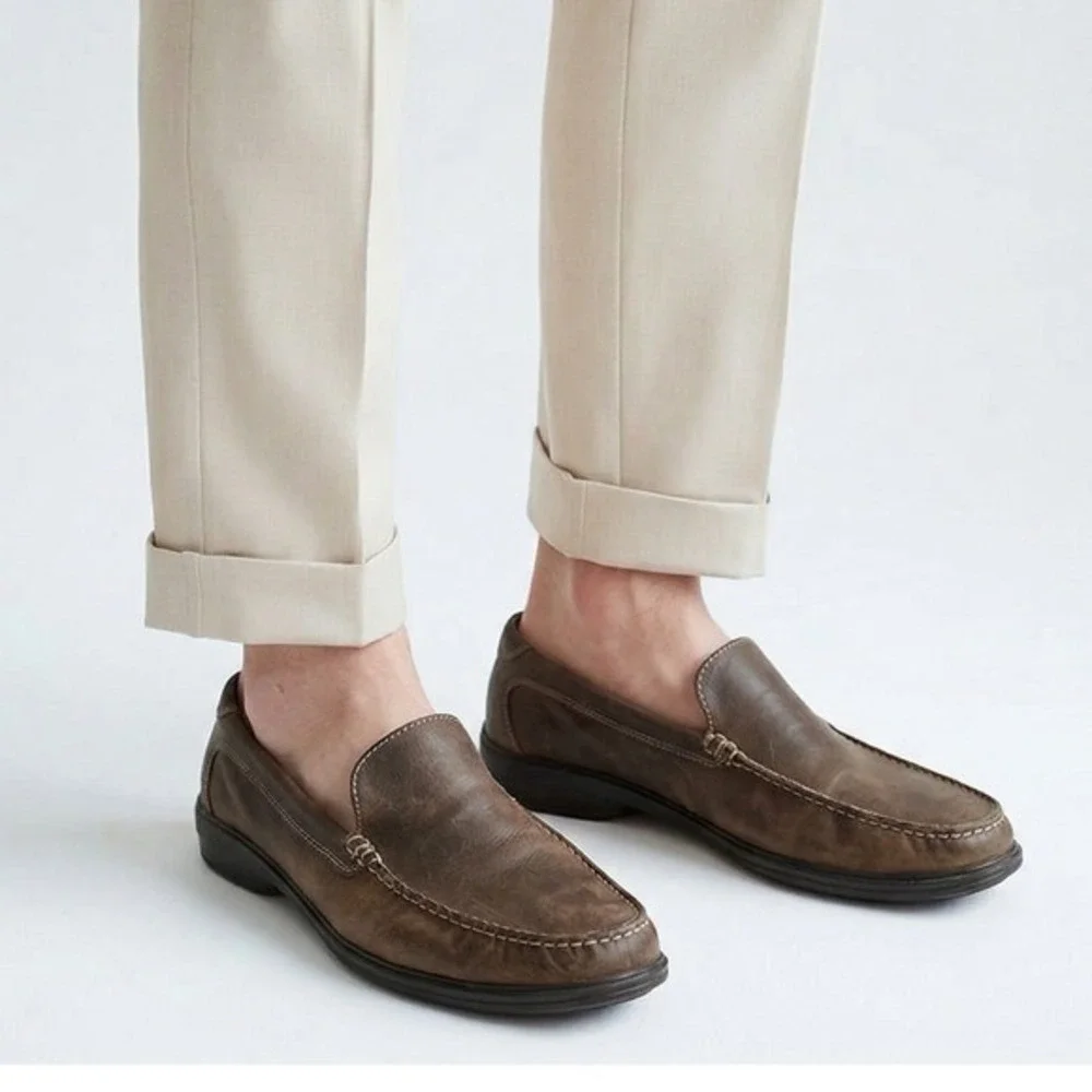 Cole Haan Leather Loafer Men 11.5‎ Brown Nike Air Slip On Shoes Business Classic